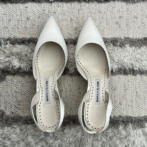 Manolo Blahnik Carolyne Satin Bridal Slingback New Never Worn 41 In Original Box